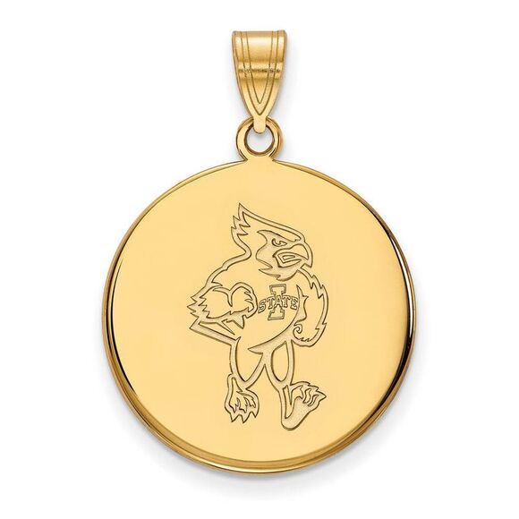 14k Yellow Gold Iowa State Large Mascot Disc Pendant